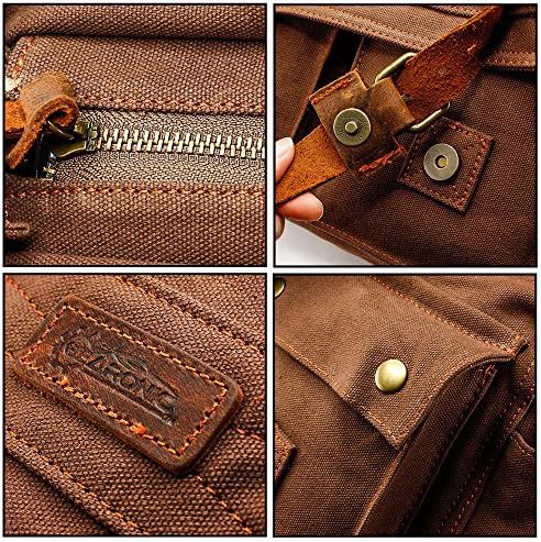 Coffee Canvas Leather Messenger Bag 14 in — photo 5
