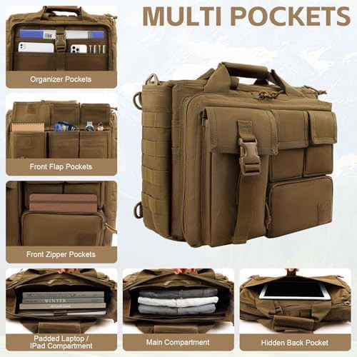 Khaki Tactical Military Briefcase 15.6 in — photo 4