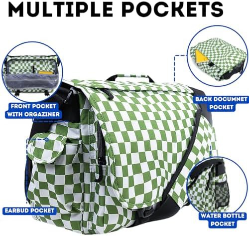 Matcha checkers laptop messenger shoulder bag — photo 5