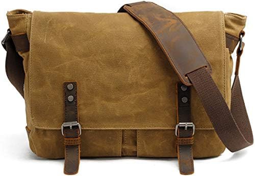 Khaki waxed canvas military messenger bag