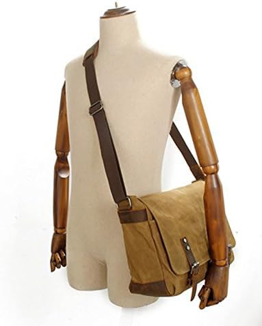 Khaki waxed canvas military messenger bag — photo 3