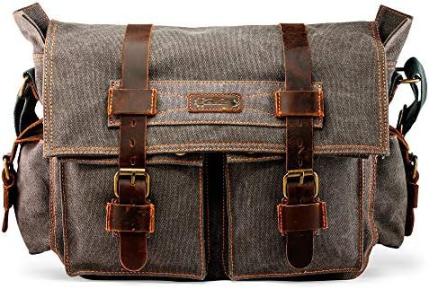 Vintage Slate Canvas Messenger Bag 17 in