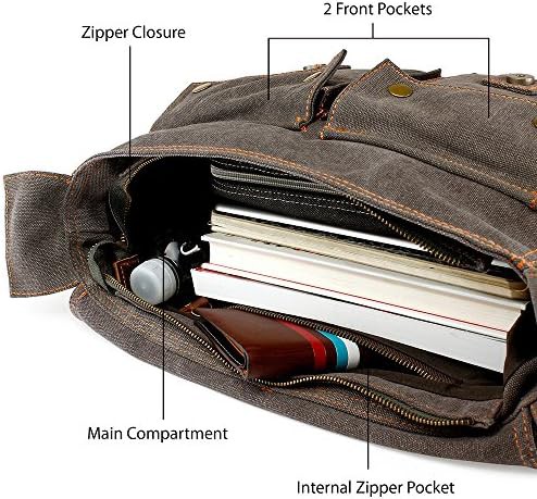 Vintage Slate Canvas Messenger Bag 17 in — photo 4