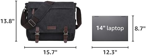 Black vintage canvas messenger 15 — photo 3