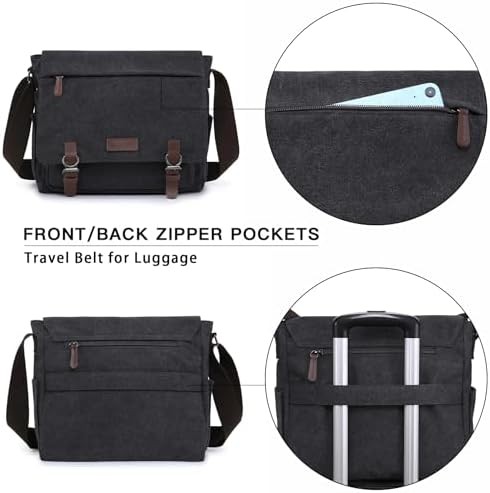 Black vintage canvas messenger 15 — photo 4