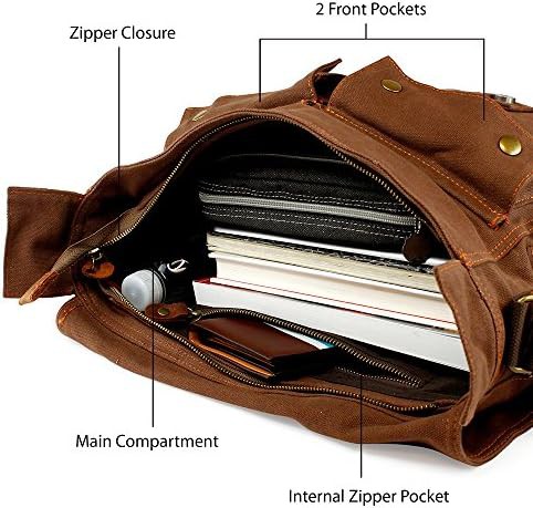 Large Coffee Vintage Canvas Messenger 17 in — photo 3