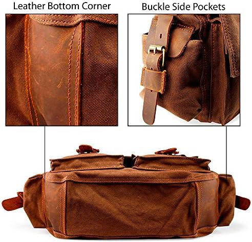 Large Coffee Vintage Canvas Messenger 17 in — photo 4