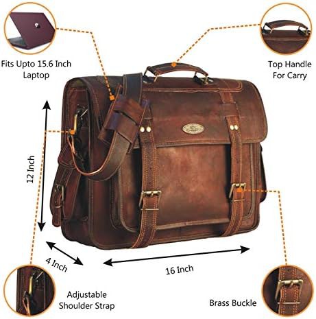 Vintage Leather Laptop Briefcase 16 in — photo 3