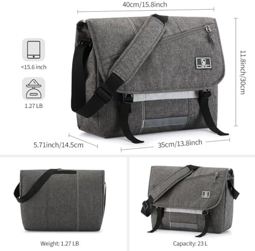 Mens casual college satchel shoulder bag 15.6 — photo 4