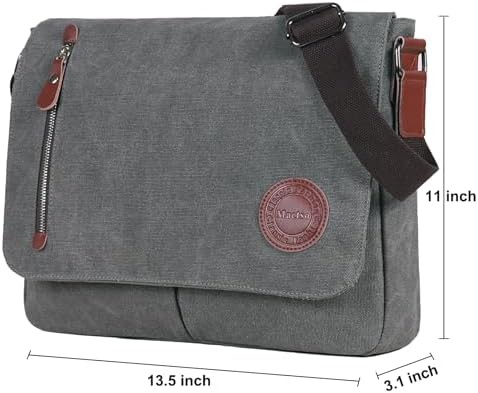 Grey canvas satchel 13.5 inch — photo 4