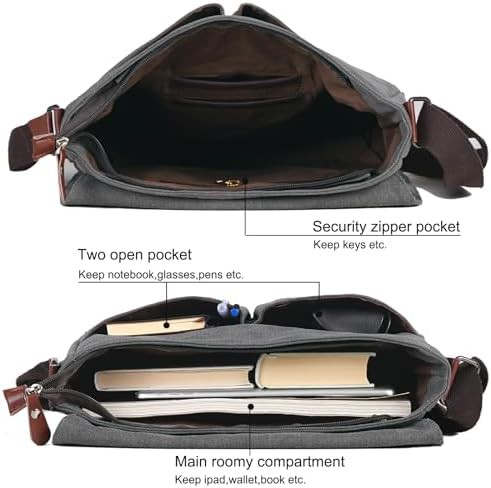 Grey canvas satchel 13.5 inch — photo 5