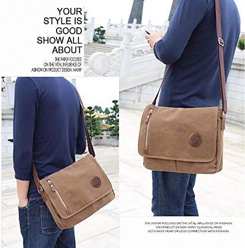 Unisex canvas work office satchel coffee — photo 5