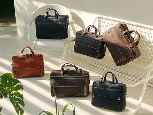 Black Genuine Leather 17 Inch Briefcase — photo 3