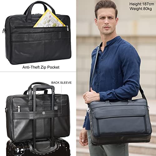Black Genuine Leather 17 Inch Briefcase — photo 5