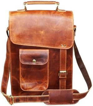 Distressed leather office satchel 13 in — photo 3