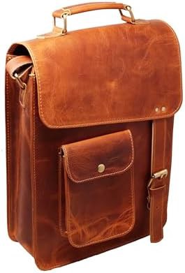 Distressed leather office satchel 13 in — photo 4
