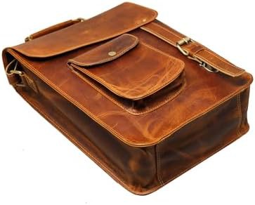 Distressed leather office satchel 13 in — photo 5