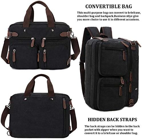 Convertible 17.3 inch canvas work briefcase — photo 4