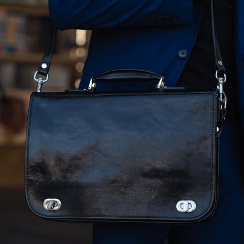 Italian full grain leather messenger briefcase — photo 3