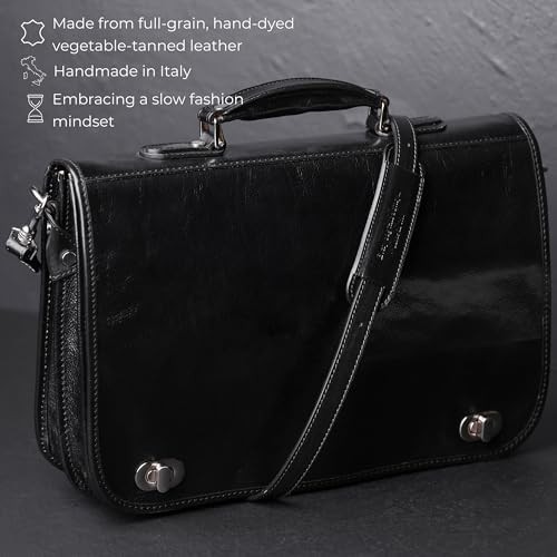 Italian full grain leather messenger briefcase — photo 4