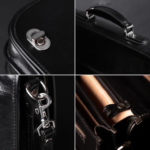 Italian full grain leather messenger briefcase — photo 5