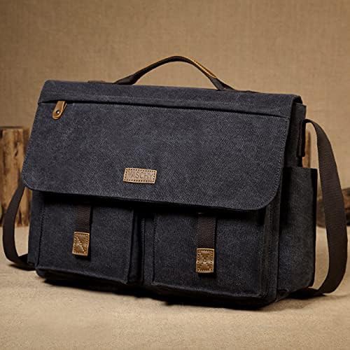 Gray waxed canvas satchel briefcase 15.6 in — photo 3