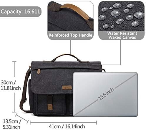 Gray waxed canvas satchel briefcase 15.6 in — photo 5