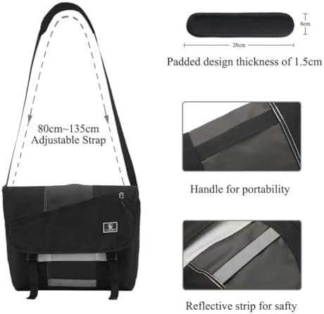 Black waterproof shoulder satchel bag 15.6 — photo 4
