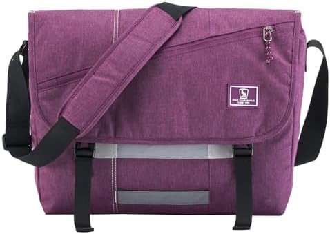 Purple multi compartment college satchel bag 15.6