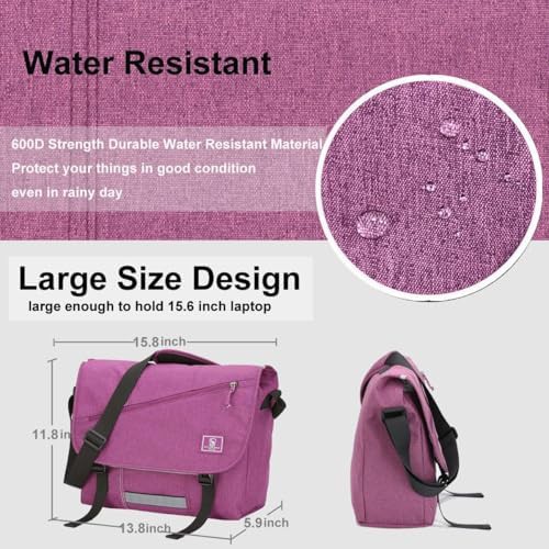Purple multi compartment college satchel bag 15.6 — photo 3