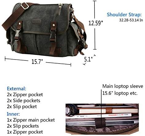 Black Canvas Anti-Theft Messenger Bag — photo 5