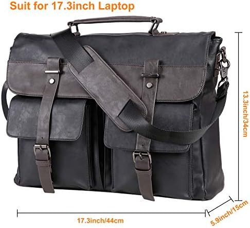 Vintage black pu leather messenger 17.3 — photo 4
