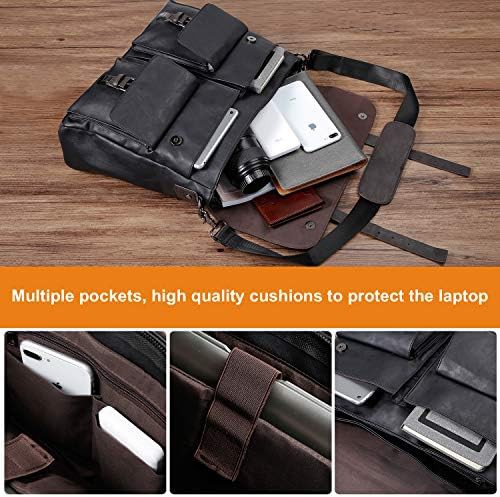 Vintage black pu leather messenger 17.3 — photo 5