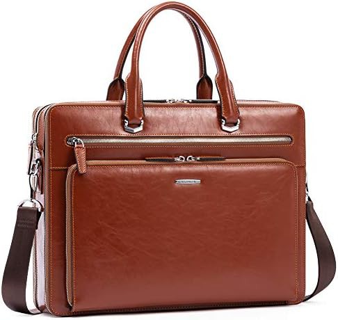 Office work leather tote briefcase 15.6 in
