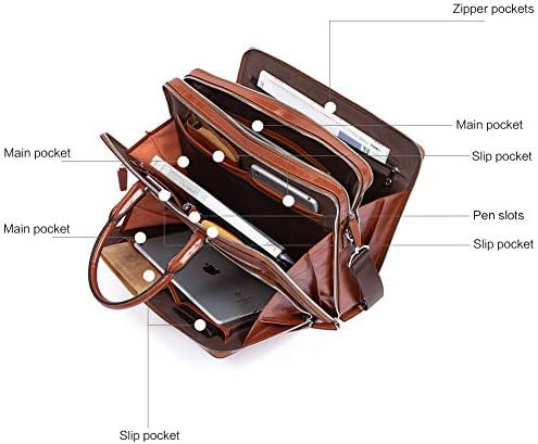 Office work leather tote briefcase 15.6 in — photo 4
