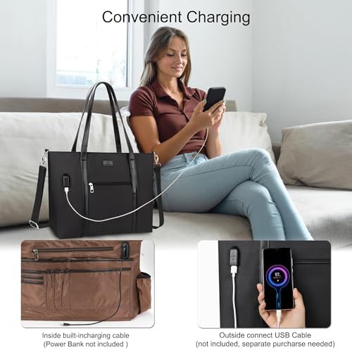 Nylon travel laptop tote with USB port — photo 4