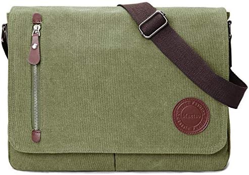 Army green canvas messenger 13.5