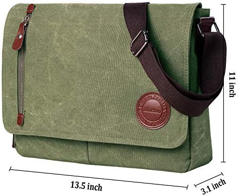Army green canvas messenger 13.5 — photo 3