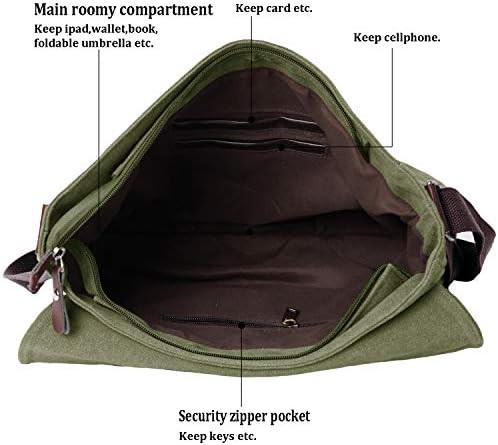 Army green canvas messenger 13.5 — photo 4