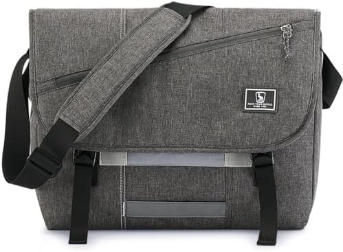 Grey waterproof crossbody laptop messenger bag 14