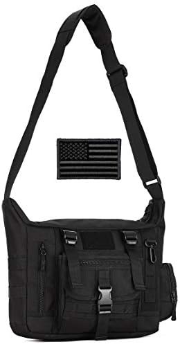 Black waterproof military sling bag 14 inch