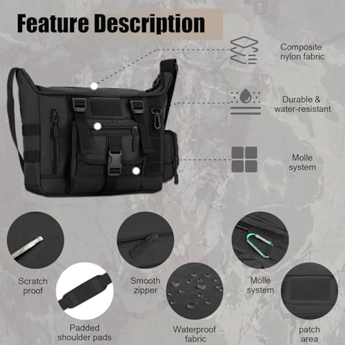 Black waterproof military sling bag 14 inch — photo 5