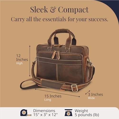 Handcrafted leather briefcase 15.6 in — photo 3
