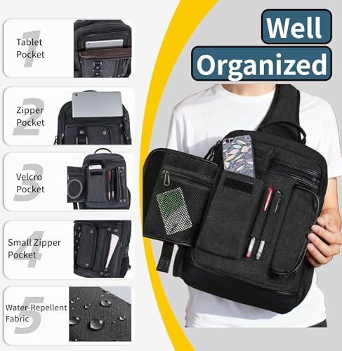 Canvas sling backpack laptop messenger 15.6 in — photo 3