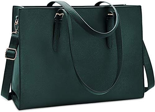 Classic faux leather computer tote 15.6 in