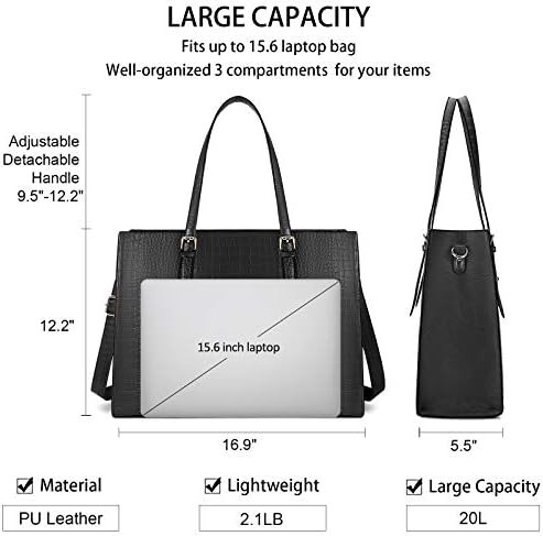 Black crocodile leather work tote 15.6 in — photo 5