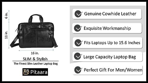 Black Genuine Leather Briefcase 16 in — photo 4