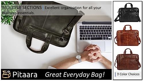 Black Genuine Leather Briefcase 16 in — photo 5