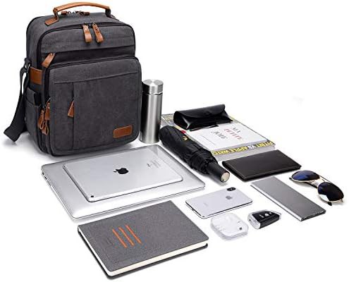 Vertical crossbody canvas messenger bag 13 — photo 3
