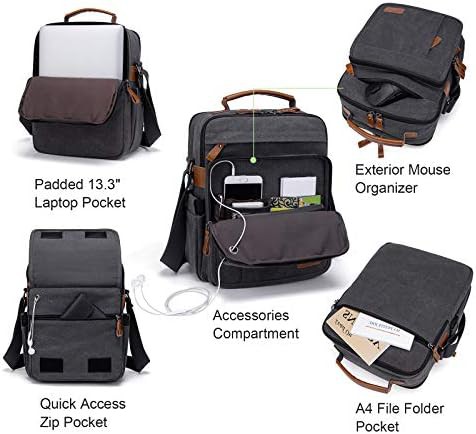 Vertical crossbody canvas messenger bag 13 — photo 4